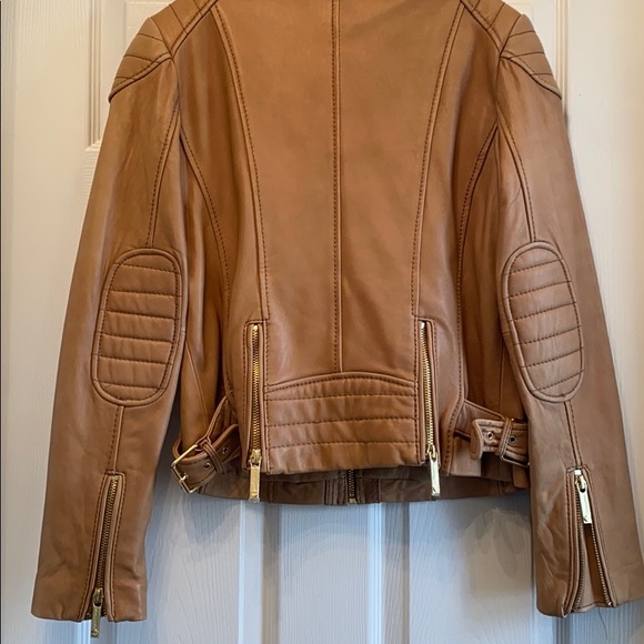 Michael Kors Tan motorcycle leather jacket - Picture 3 of 8